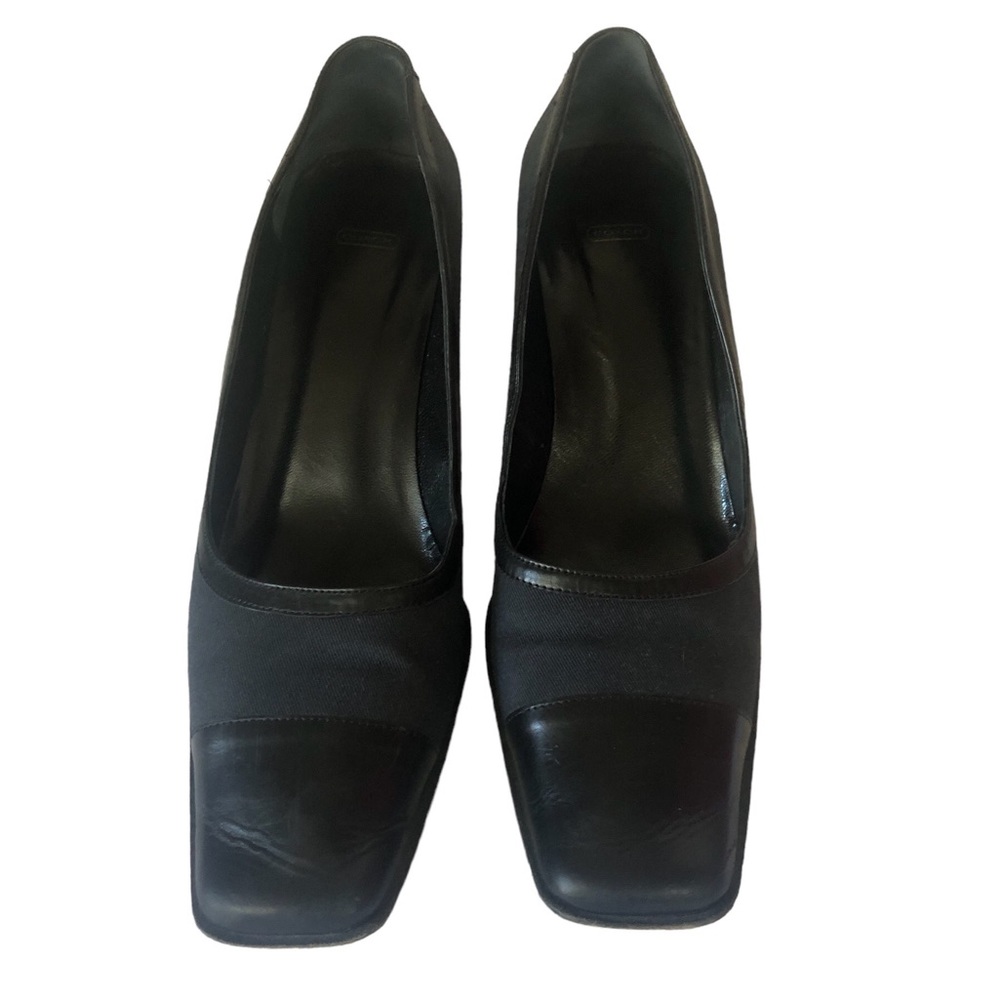 Women's Made in Italy Coach Melora Navy/Black Twill and Leather Heels. Size 9 B - Picture 3 of 16